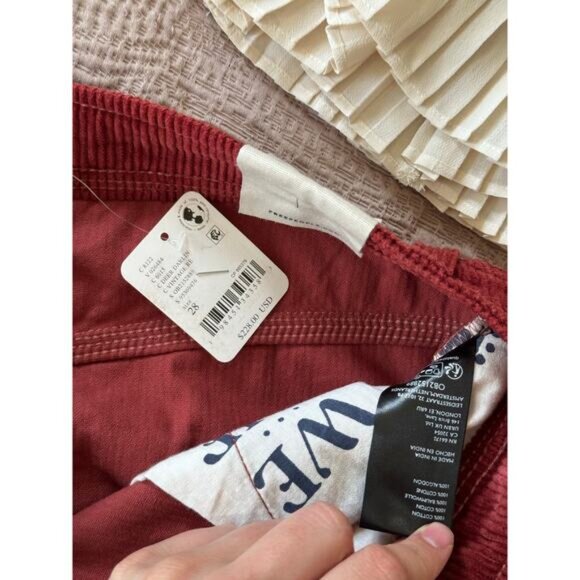 FREE PEOPLE Clifton Cord Red Deer Darlin' Wide Leg Jeans Size 24 - Picture 9 of 9